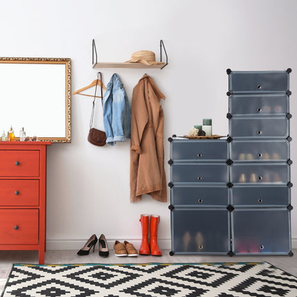 Plastic shoe shelf with 12 compartments