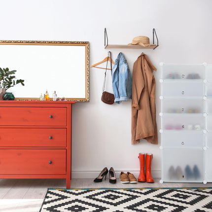 Plastic shoe shelf with 12 compartments