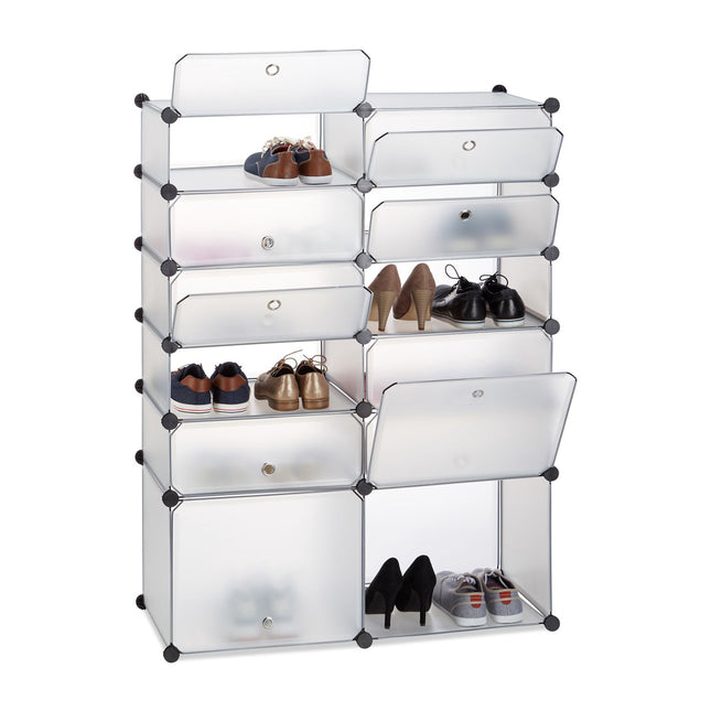 Plastic shoe shelf with 12 compartments