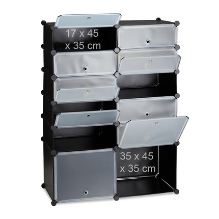 Plastic shoe shelf with 12 compartments