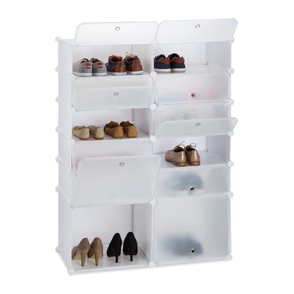 Plastic shoe shelf with 12 compartments