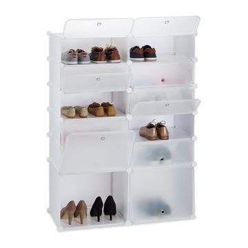 Plastic shoe shelf with 12 compartments