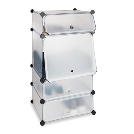 Plastic shoe shelf with 4 compartments