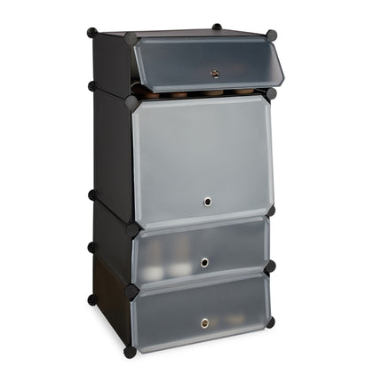 Plastic shoe shelf with 4 compartments