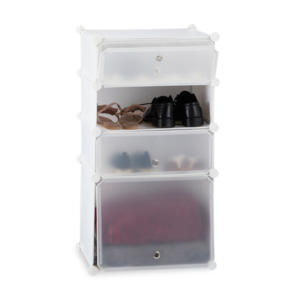 Plastic shoe shelf with 4 compartments