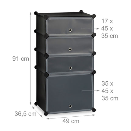 Plastic shoe shelf with 4 compartments