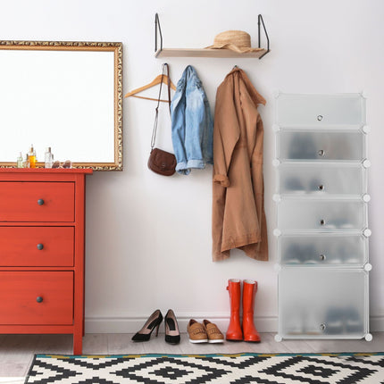 Plastic shoe shelf with 6 compartments