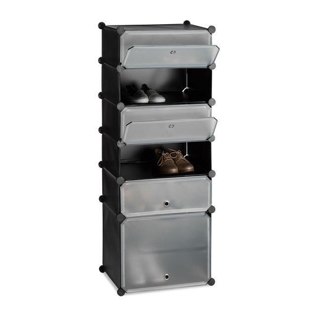 Plastic shoe shelf with 6 compartments