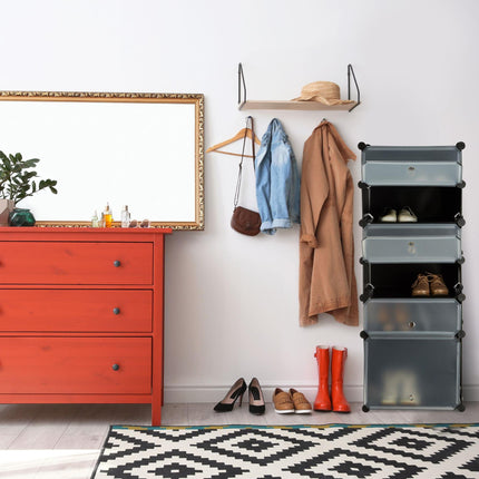 Plastic shoe shelf with 6 compartments