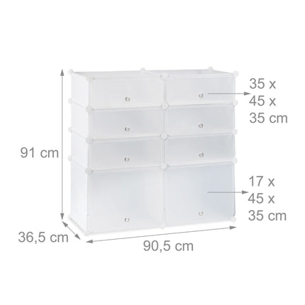 Plastic shoe shelf with 8 compartments