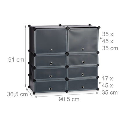 Plastic shoe shelf with 8 compartments
