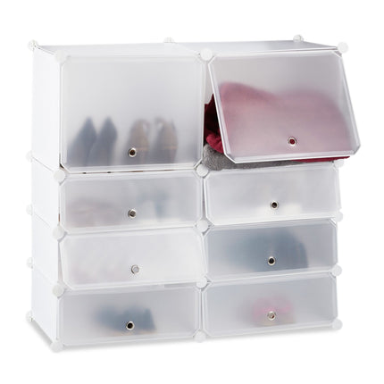 Plastic shoe shelf with 8 compartments
