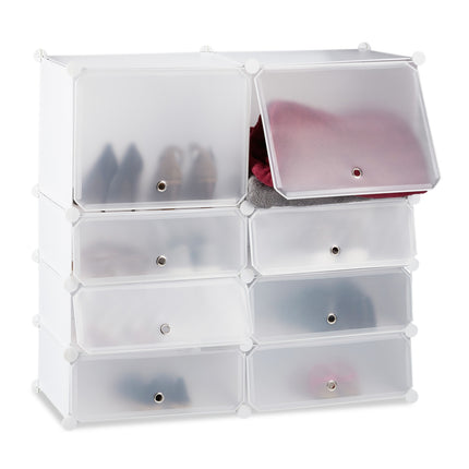Plastic shoe shelf with 8 compartments