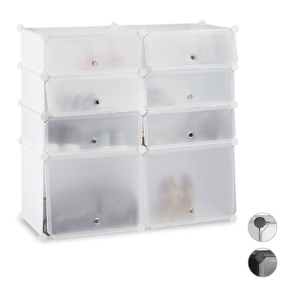 Plastic shoe shelf with 8 compartments