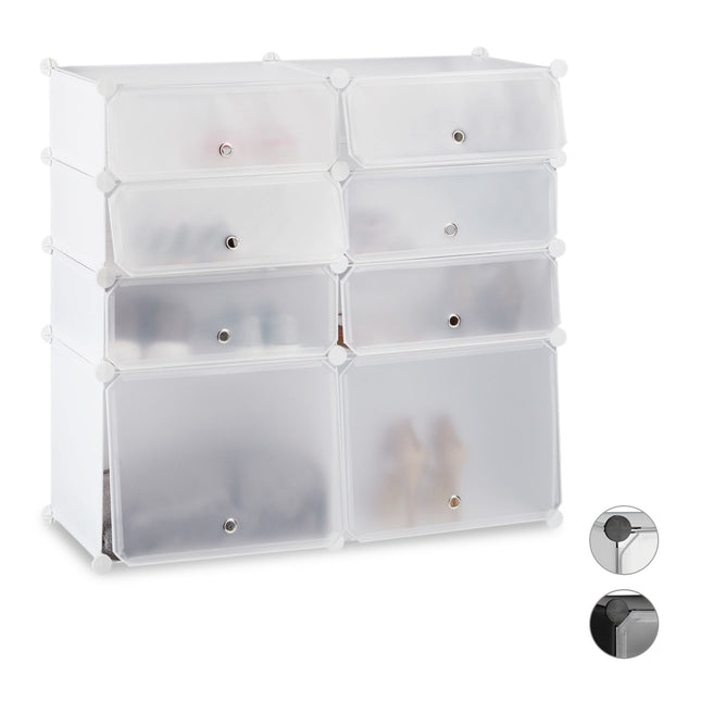 Plastic shoe shelf with 8 compartments