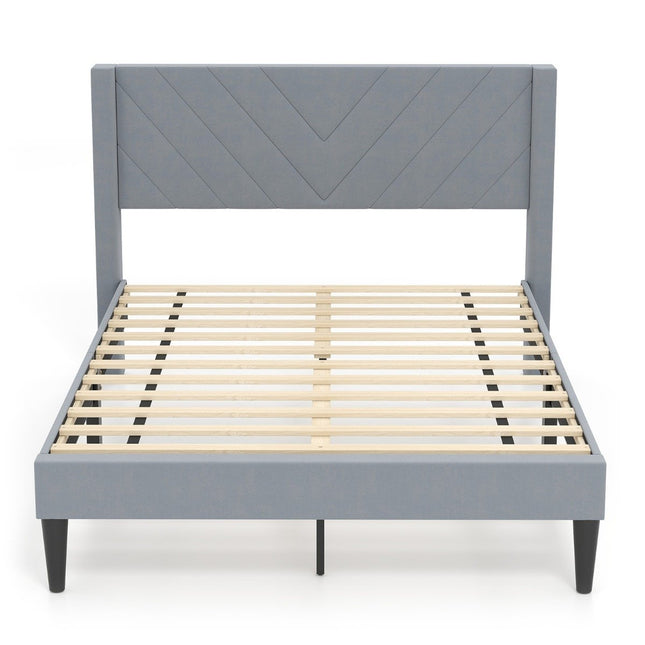 Platform Bed Frame for 200x140 cm Mattress, Grey Velvet