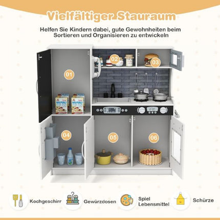 Play Kitchen Set for Toddlers with Chalkboard, 82x24x80 cm