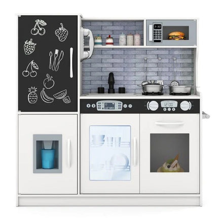 Play Kitchen Set for Toddlers with Chalkboard, 82x24x80 cm