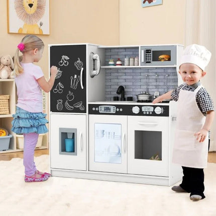 Play Kitchen Set for Toddlers with Chalkboard, 82x24x80 cm