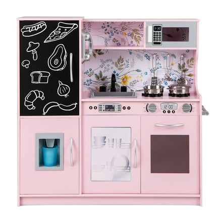 Play Kitchen Set for Toddlers with Chalkboard, Pink