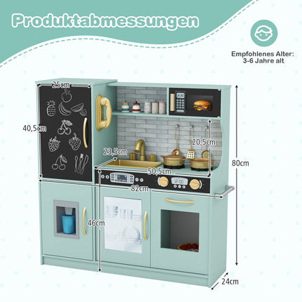Play Kitchen Set with Chalkboard, Sink, and Oven – Green
