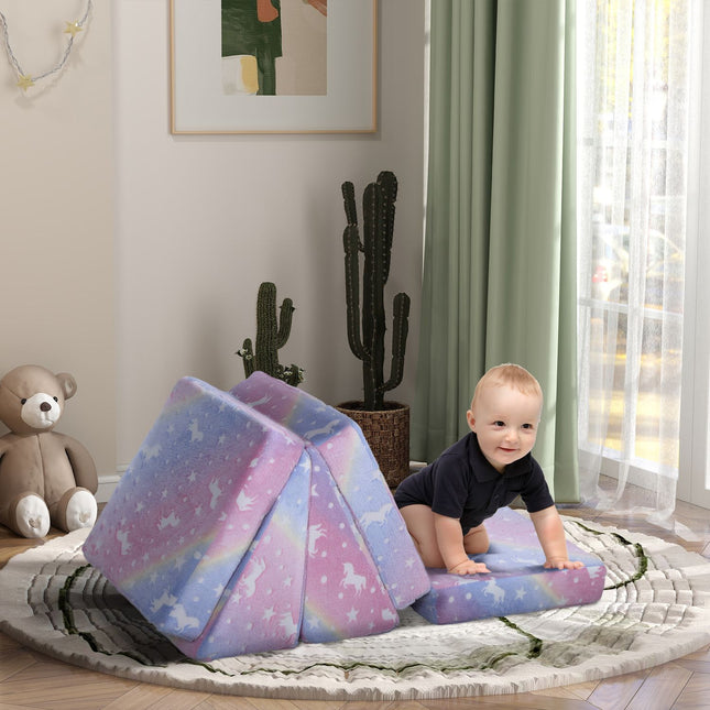 Children's sofa in foam, reclining, glowing pink velvet, 5-part