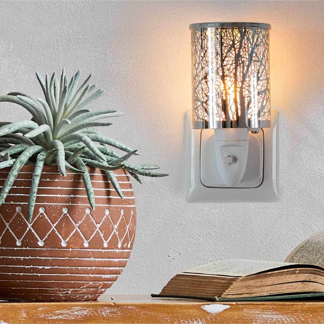 Plug-In Fragrance Lamp with Night Light, Iron Tree Design