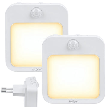 Plug-In LED Night Light with Motion and Dusk Sensor, 2 Pack, Warm Light, 0.6 W