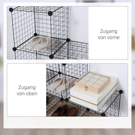 Modular wire storage shelf - 6 cubes, black, 109 x 37 x 109 cm