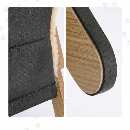 Plush Cat Hammock Bed, Beige – Pine Frame, 53x45.5 cm