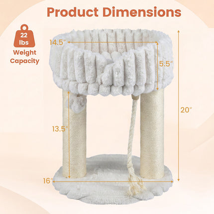 Plush Cat Tree with Sisal Posts & Lounging Platform, Beige