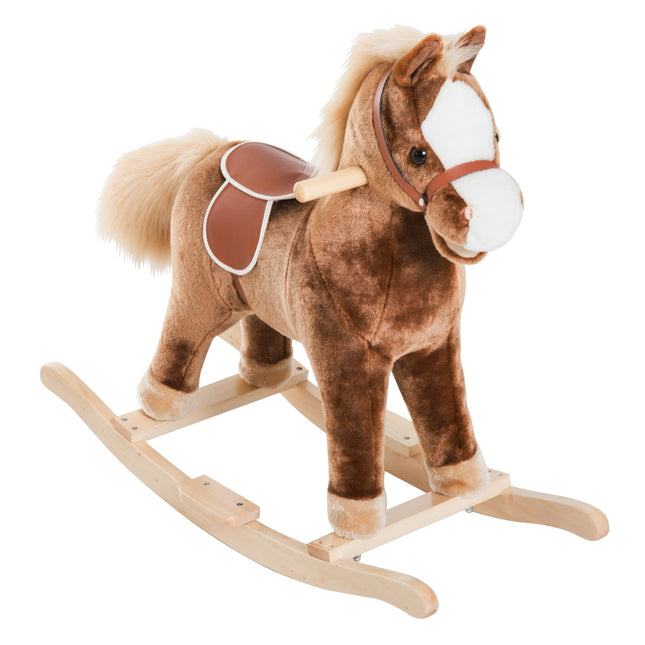 Brown plush rocking horse toy - 74x33x62 cm