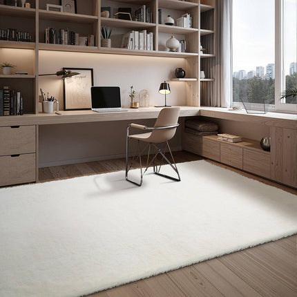 Plush Shag Area Rug 8x10 ft, Non-Slip, Ivory