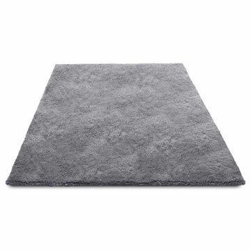 Plush Shag Area Rug, 8x10 ft, Smoke Gray, Non-Slip