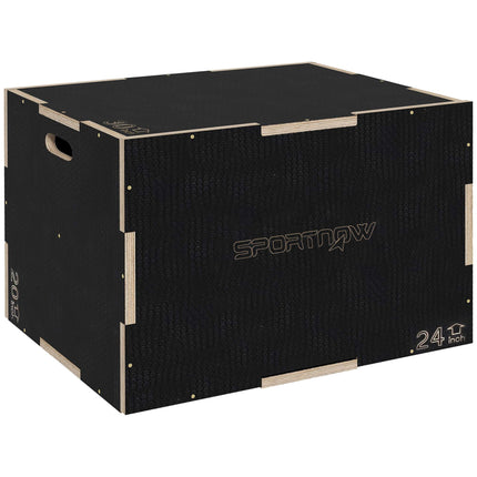 Plyo Box, 3 Heights, 61x51x41 cm, Black, 120 kg Capacity