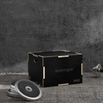 Plyo Box, 3 Heights, 61x51x41 cm, Black, 120 kg Capacity