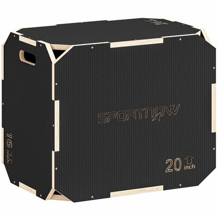 Plyo Box 3-In-1, Wooden, 61/51/41 cm, 120 kg, Black