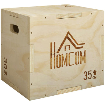 Plyo Box 3-in-1, Natural Wood, 3 Heights, 40.5x35.5x30.5 cm