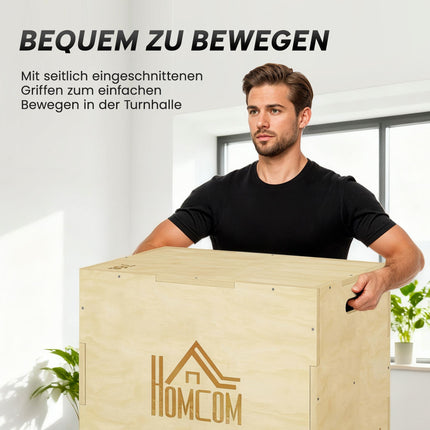 Plyo Box 3-in-1, Natural Wood, 51/61/76 cm, 120 kg Capacity