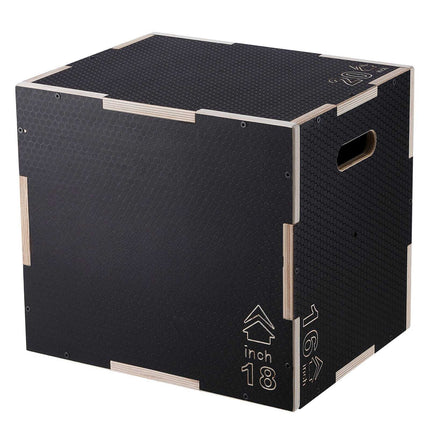 Plyometric Jump Box, 20-18-16 In Wooden, 450 Lb