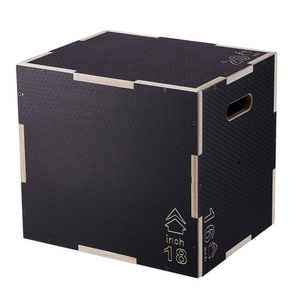 Plyometric Jump Box, 20-18-16 In Wooden, 450 Lb