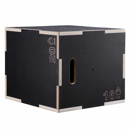 Plyometric Jump Box, 20-18-16 In Wooden, 450 Lb