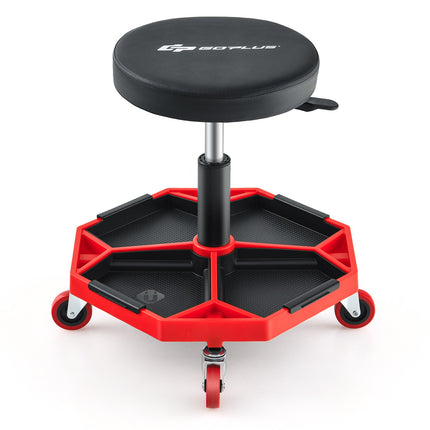 Pneumatic Rolling Mechanic Stool, 330 Lbs, Tool Tray