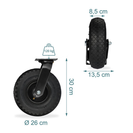 Pneumatic Swivel Castor, 3.00-4, High Load Capacity