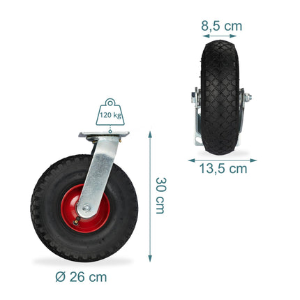 Pneumatic Swivel Castor, 3.00-4, High Load Capacity