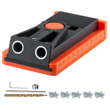 Pocket Hole Jig Kit, Adjustable 1/2–1-1/2 in, Drill Bit, Screws