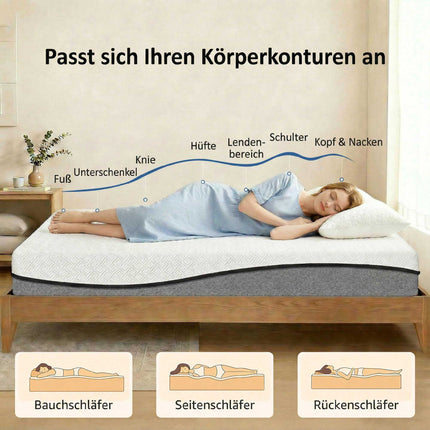 Pocket Spring Mattress with Gel Memory Foam, Green Tea, 200x90x20 cm