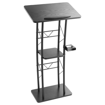 Podium Stand, 1180 mm Curved Lectern With Storage Shelf