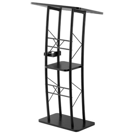 Podium Stand, 1180 mm Curved Lectern With Storage Shelf