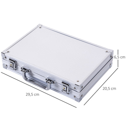 Poker set with 200 chips, cards and dice in an aluminum case